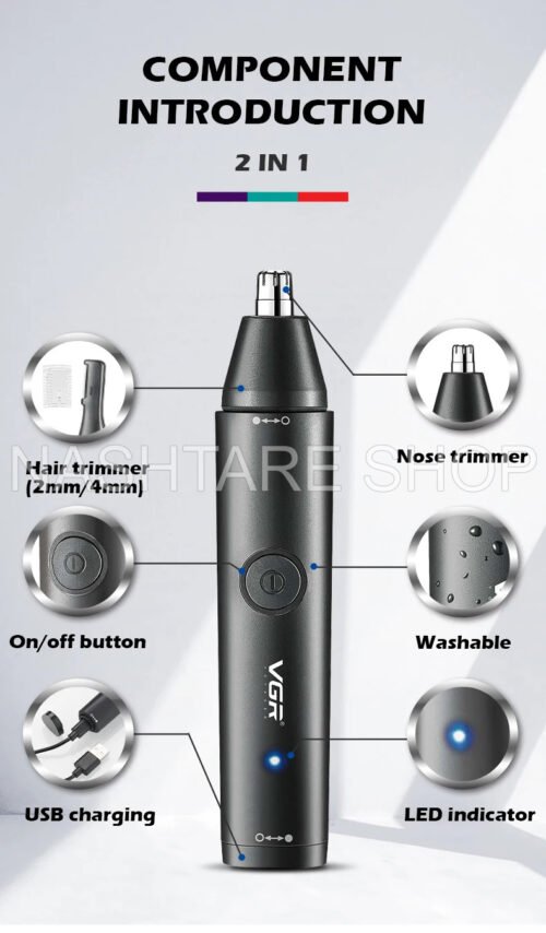 VGR Professional Barber Nose Hair Clipper V-613 "ماكينة قص شعر الأنف الاحترافية VGR V-613" - Image 3