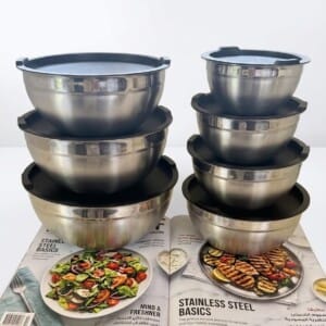 Stainless Steel Mixing Bowls with Lids | أوعية خلط من الستانلس ستيل مع أغطية