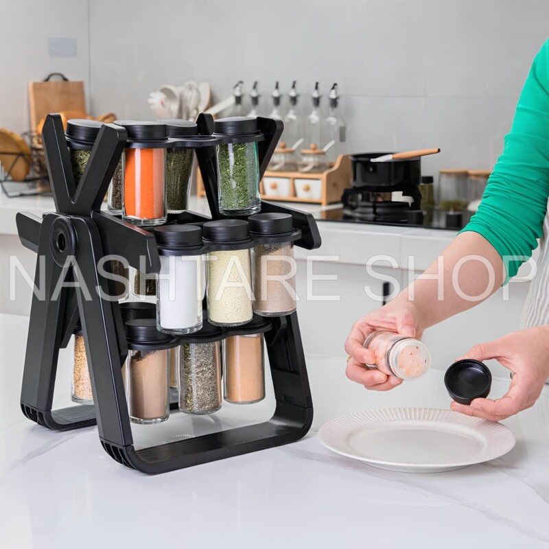 GeBe Spice Rotating Rack (18 pcs bottles) | طقم بهارات دوار | Nashtare Shop