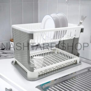 kf-Se0f9e27ac8954a45b3d0ce0765a1662f9-43x25x27-Cm-Rattan-Plastic-Dish-Drainer-for-Kitchen-Sink-2-Levels-Dish-Drainer-Plastic-Multi-Functional Plastic Dish Drainer for Kitchen Sink 2 Levels