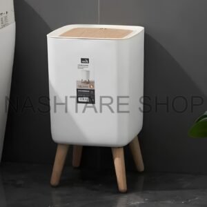 Wooden High Foot Trash / Kitchen Garbage Bin