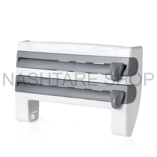 kf-Sc3ed4b77f4ac49dcbabfe5bd9fff8978h-1-piece-kitchen-plastic-wrap-paper-towel-holder-towel-storage-rack-storage-rack-with-cutlery-aluminum Plastic Wrap and Towel Holder | حامل مناشف ولفائف بلاستيكية