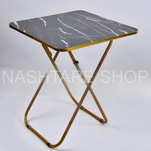 Marble-Print Folding Table | طاولة قابلة للطي - Image 3