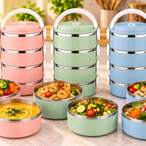 Stainless Steel Stackable Lunch Box | علبة غداء ستانلس ستيل متعددة الطبقات