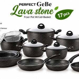 GEBE Granite 17Pcs cookware set | طقم أواني طهي GEBE 17 قطعة