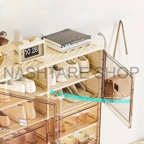 IMG_3444 Folding Transparent Shoe Cabinet | خزانة أحذية شفافة قابلة للطي