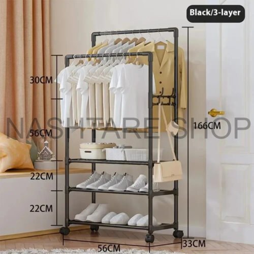 Metal Clothing Hanger with Fabric Shelf | علاقة ملابس حديد مع رف قماش - Image 2