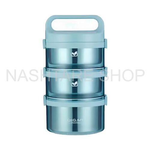 3-Layer Stainless Steel Lunch Box | علبة غداء ثلاث طبقات ستانلس ستيل