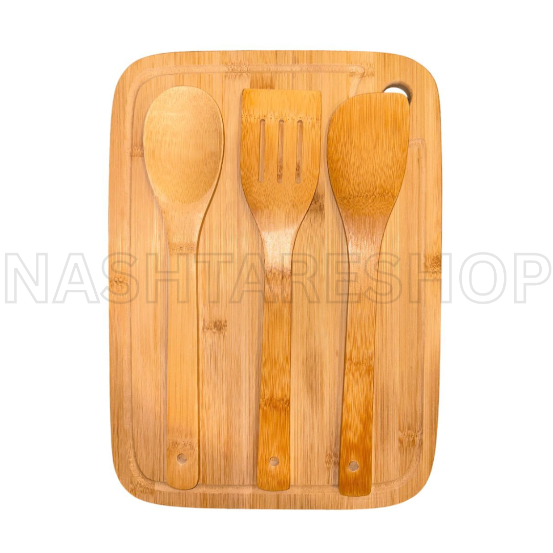 Bamboo Cutting Board with Spoon | لوح تقطيع من الخيزران مع ملعقة
