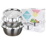 3 IN 1 STAINLESS STEEL BOWL WITH STRAINER AND GRATER