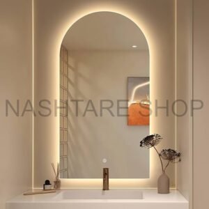 c8907e79-bf65-4c1e-9e46-dc140f74a562 Half-Circle Half-Rectangle Mirror With Led Background | مرآة نصف دائرية نصف مستطيلة مع إضاءة خلفية