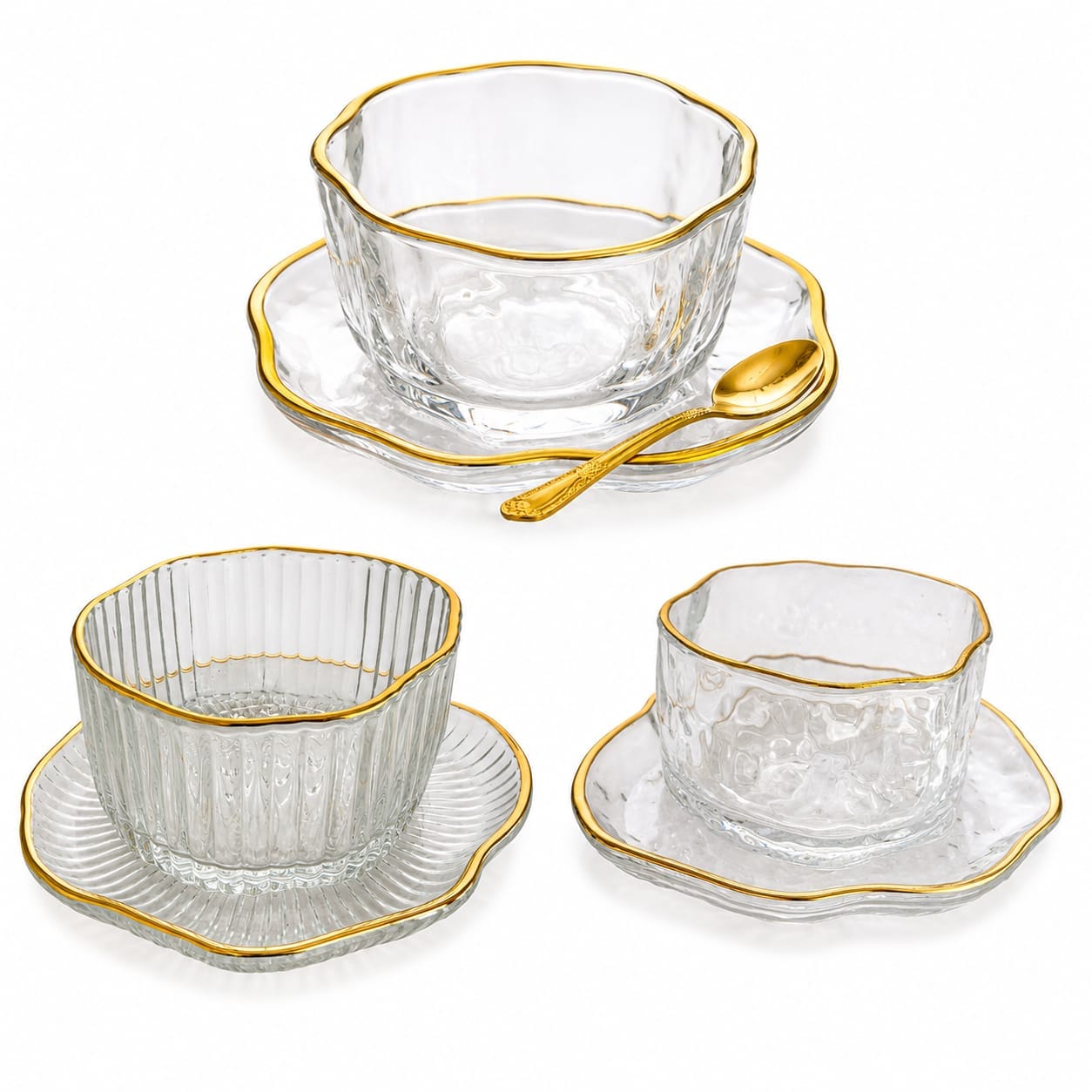 Glassware Bowl and saucer | طقم وعاء زجاجي مع صحن