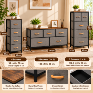 Fabric Drawer Storage Cabinet | خزانة تخزين بجوارير قماش