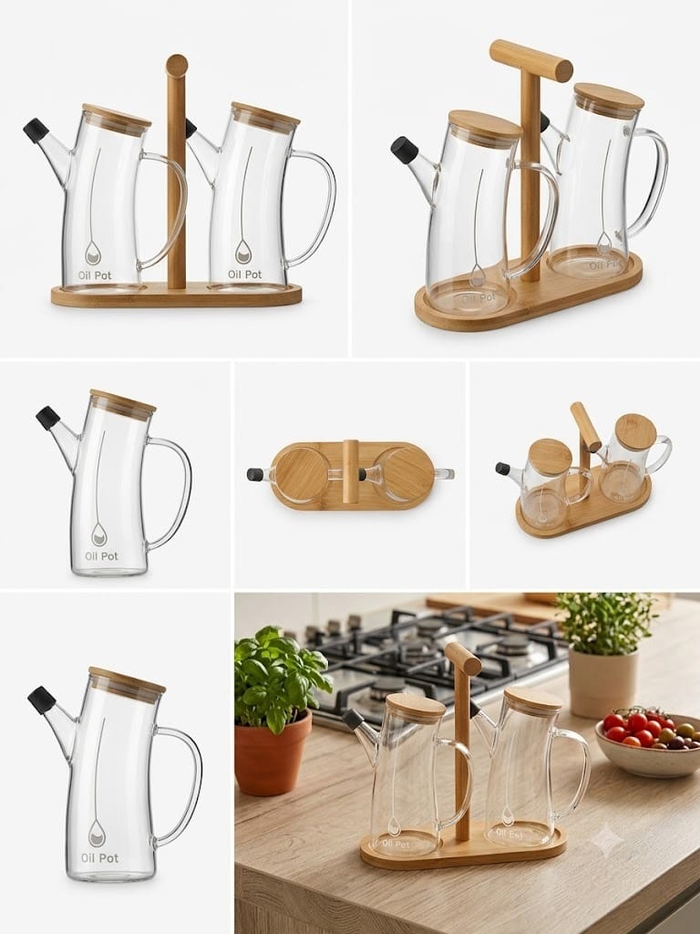 Glass Oil & Vinegar Set | طقم زيت وخل زجاجي