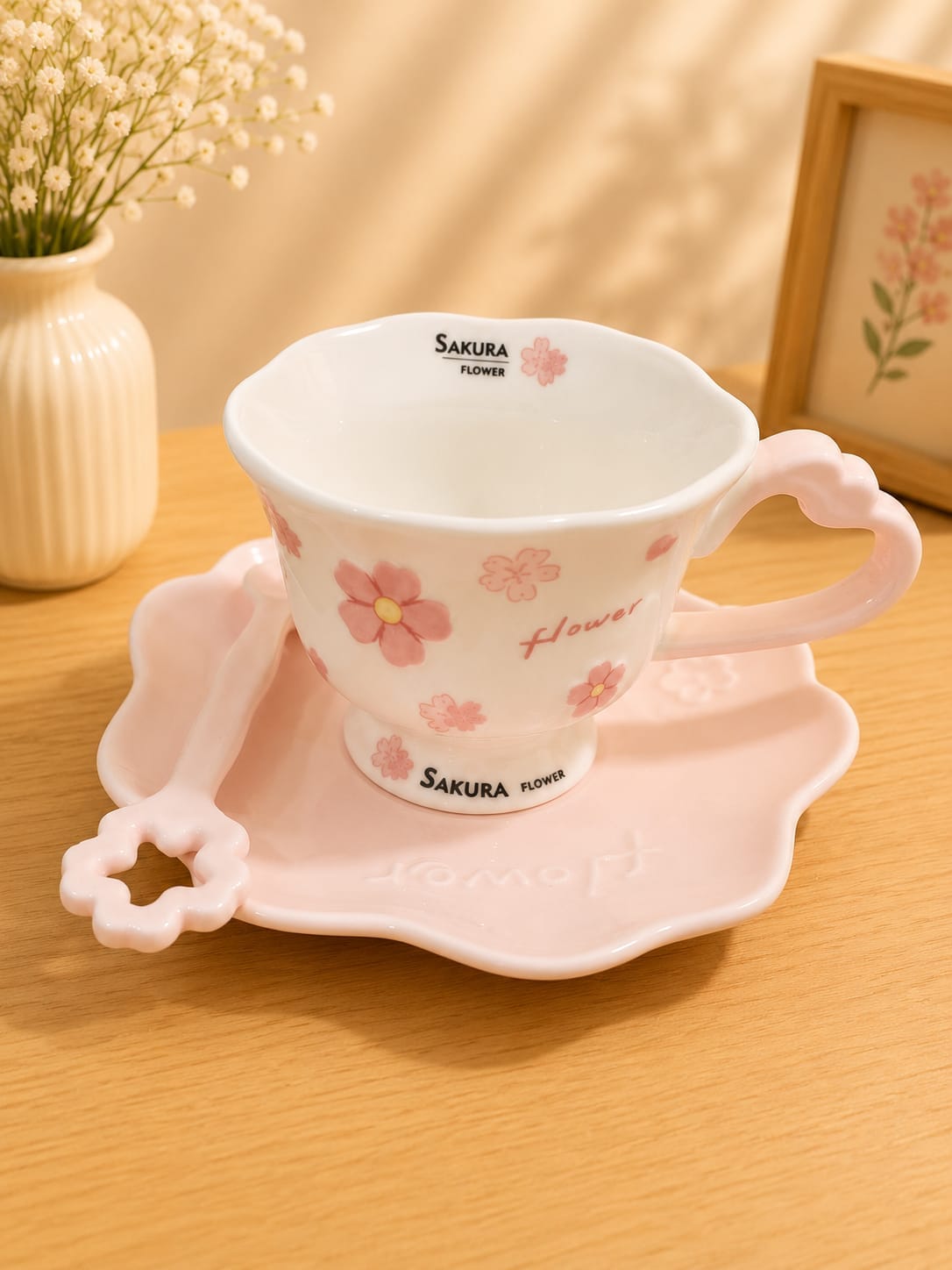 Elegant Cup Set with Saucer & Spoon | طقم كوب أنيق مع صحن وملعقة