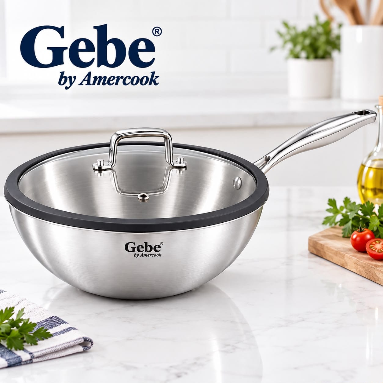 GeBe 304 Stainless Steel Wok 28 cm | مقلاة جيبي ستانلس ستيل 304 - Image 3