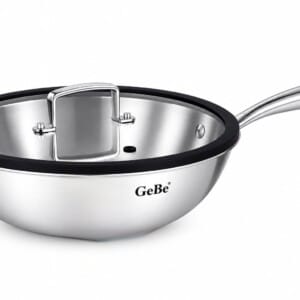 GeBe 304 Stainless Steel Wok 28 cm | مقلاة جيبي ستانلس ستيل 304