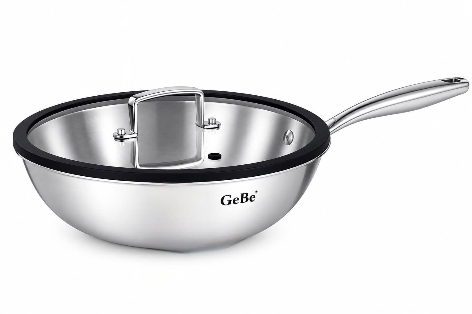 GeBe 304 Stainless Steel Wok 28 cm | مقلاة جيبي ستانلس ستيل 304